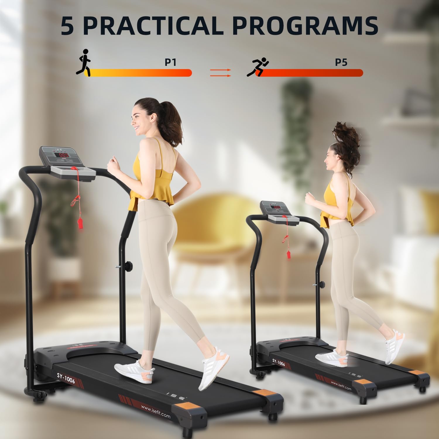 ISE Tapis de Course. Tapis de Course Motorise Inclinable 750W. Tapis de Course Pliable Vitesse Réglable&Ecran LCD. Tapis de Course Compact Appartement/Bureau. Tapis de Course Electrique 5 Programmes