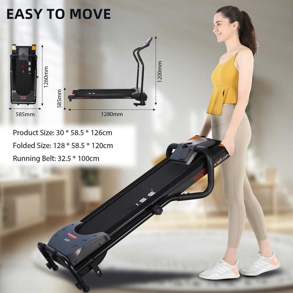 ISE Tapis de Course. Tapis de Course Motorise Inclinable 750W. Tapis de Course Pliable Vitesse Réglable&Ecran LCD. Tapis de Course Compact Appartement/Bureau. Tapis de Course Electrique 5 Programmes