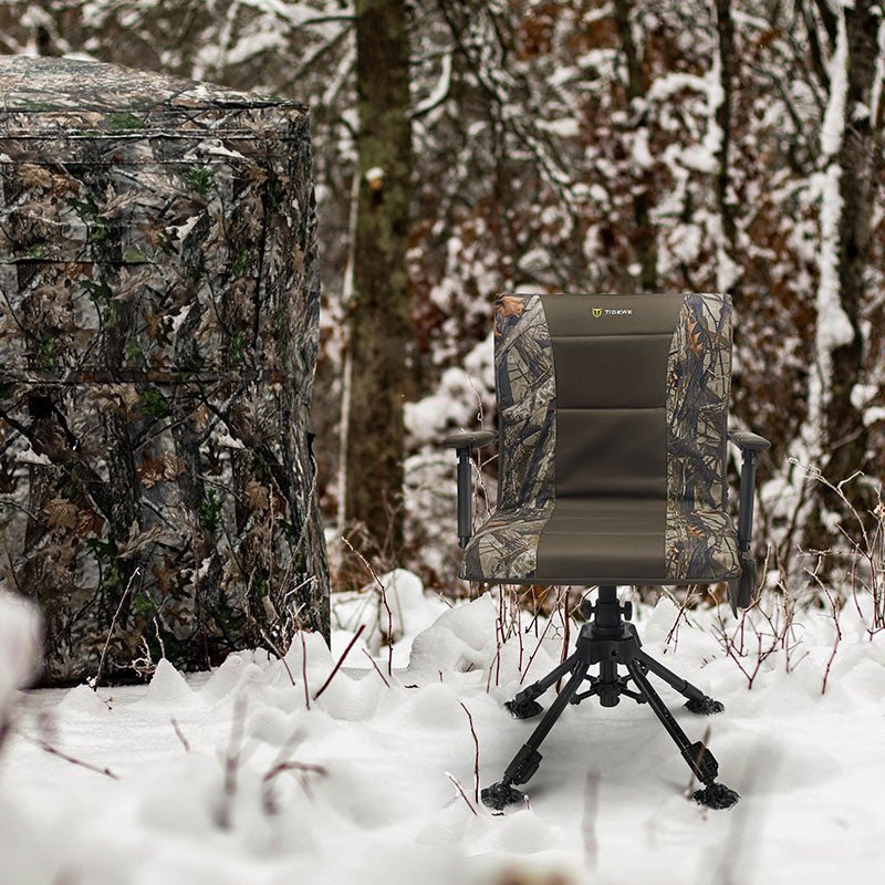 TideWe Heated Hunting Chair Adjustable Height 360°  Swivel Blind Chair With Armrests